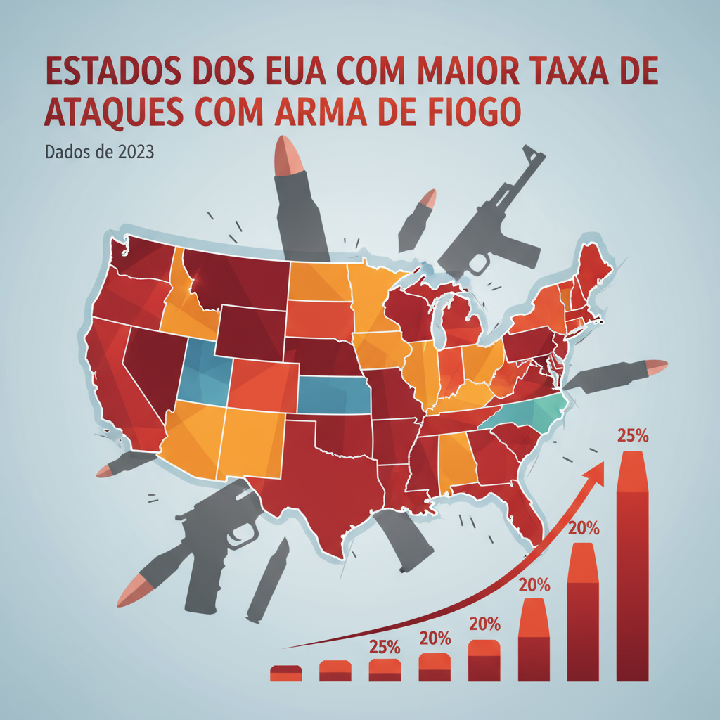 Estados dos EUA com maior taxa de ataques com arma de fogo