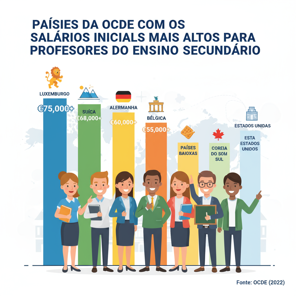 Países da OCDE com os Salários Iniciais Mais Altos para Professores do Ensino Secundário